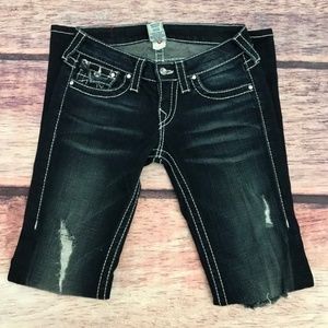 True Religion low rise bling&distress sz 25 jeans